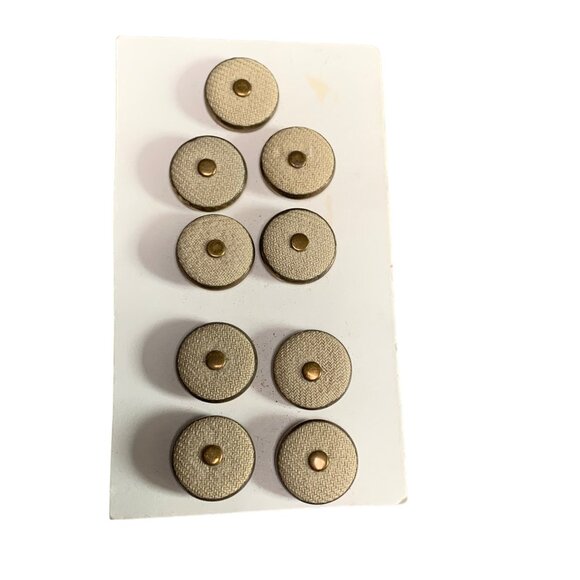 Vintage Beige Canvas & Brass Buttons - Picture 1 of 4